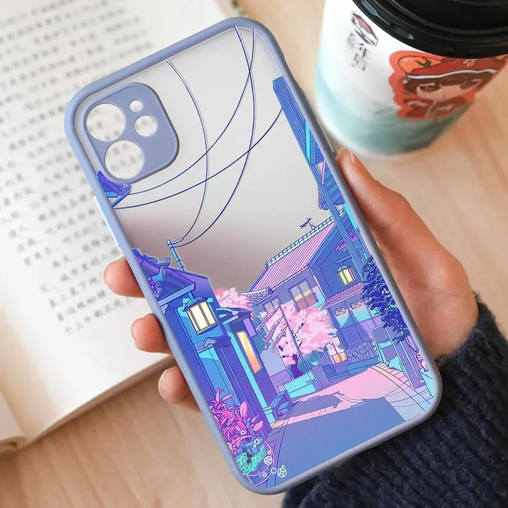 Эстетичный Чехол для Телефона с Сценой из Японского Аниме Дом Для iPhone 15 16 13 14 12 11 Pro Max Plus Mini SE 7 8 Прозрачные Жесткие Чехлы