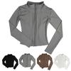 Women Sports Jacket Full Zip High Elasticity Yoga Jacket Stand Collar Slimming Fitness Top for Running Yoga Workout