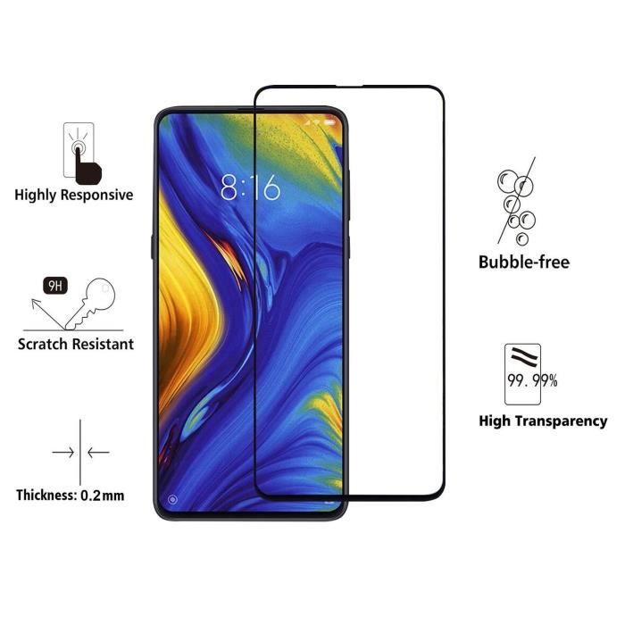 Film de protection - PHONILLICO - Xiaomi MI MIX 3 - Pack de 2 - Verre trempé - Bord noir