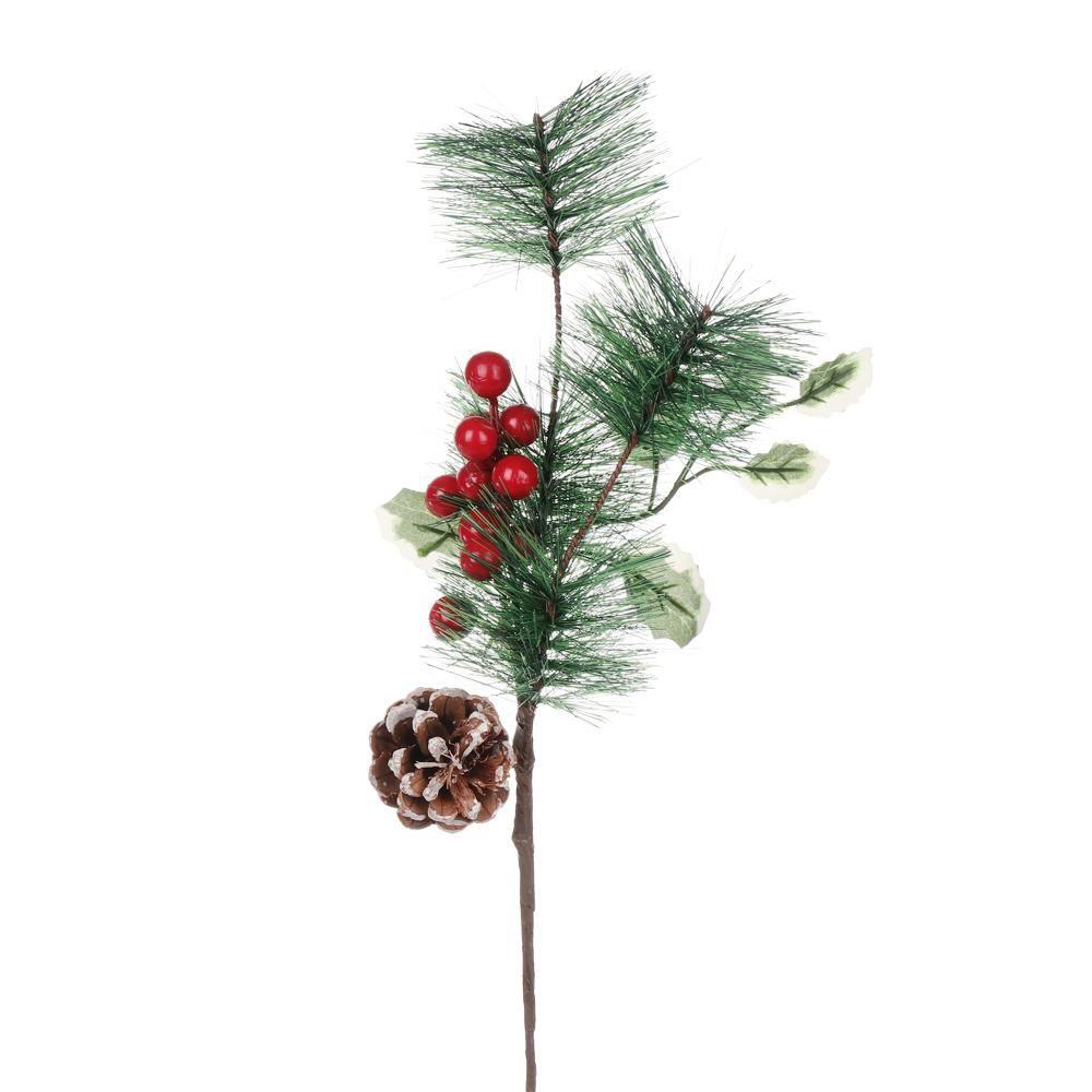 Растение, украшение дома, рождественские черенки, искусственные ветки деревьев, сосновая шишка, имитация красных ягод