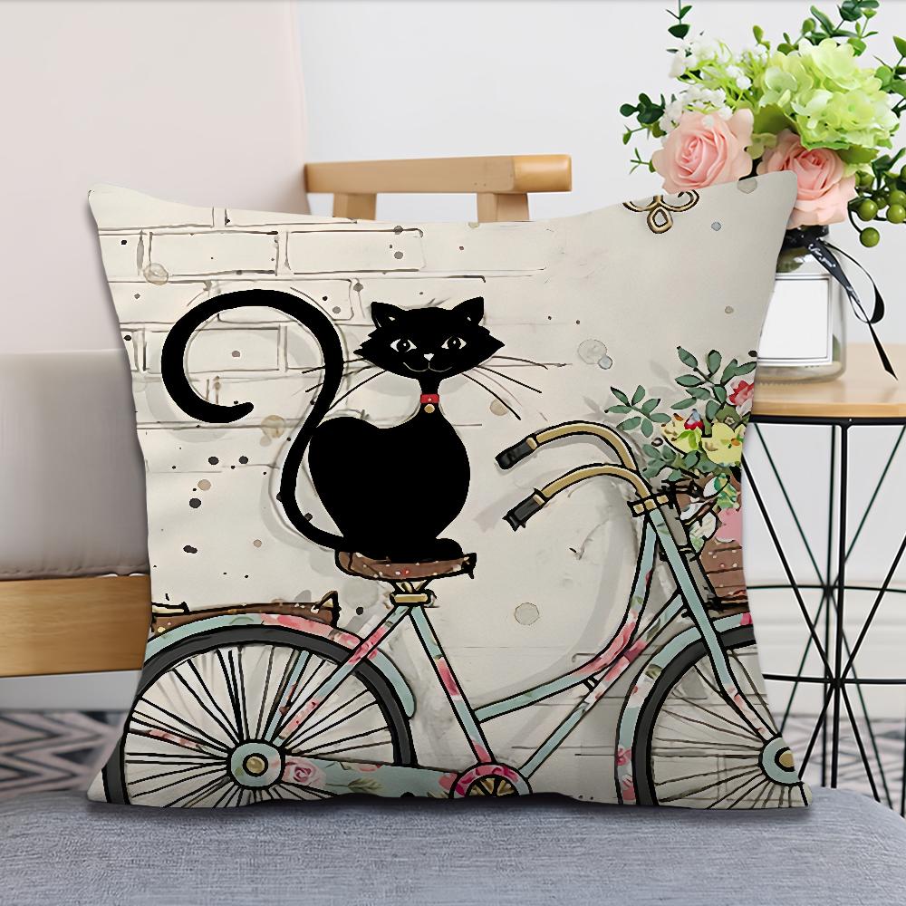 Винтажный французский мягкий удобный наволочка с черным котом мультяшный для дивана гостиной кошачьей комнаты дома офиса ретро декор защитный чехол