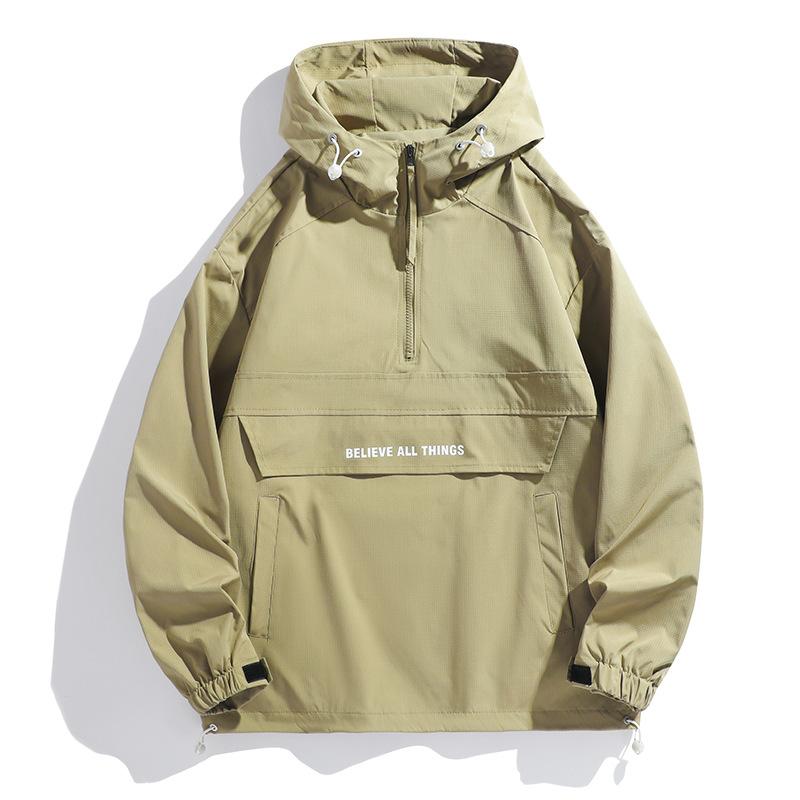 Мужская куртка свободного кроя на молнии до середины, ветрозащитная и брызгозащитная, рабочая куртка для мужчин