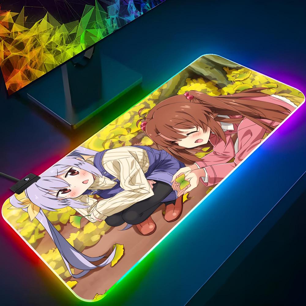 Renge Miyauchi Коврик для мыши Игровой RGB-коврик для мыши Клавиатура с подсветкой Девушка-геймер XXL Музыкальный коврик для ноутбука Накладки на стол Deskpad