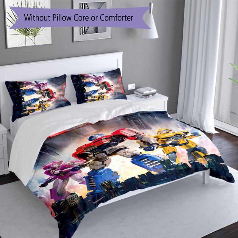 3pcs Bumblebee and Optimus Prime1 pattern bedding set duvet cover set includes duvet cover &pillowcases, perfect all season bedroom decoration & gift