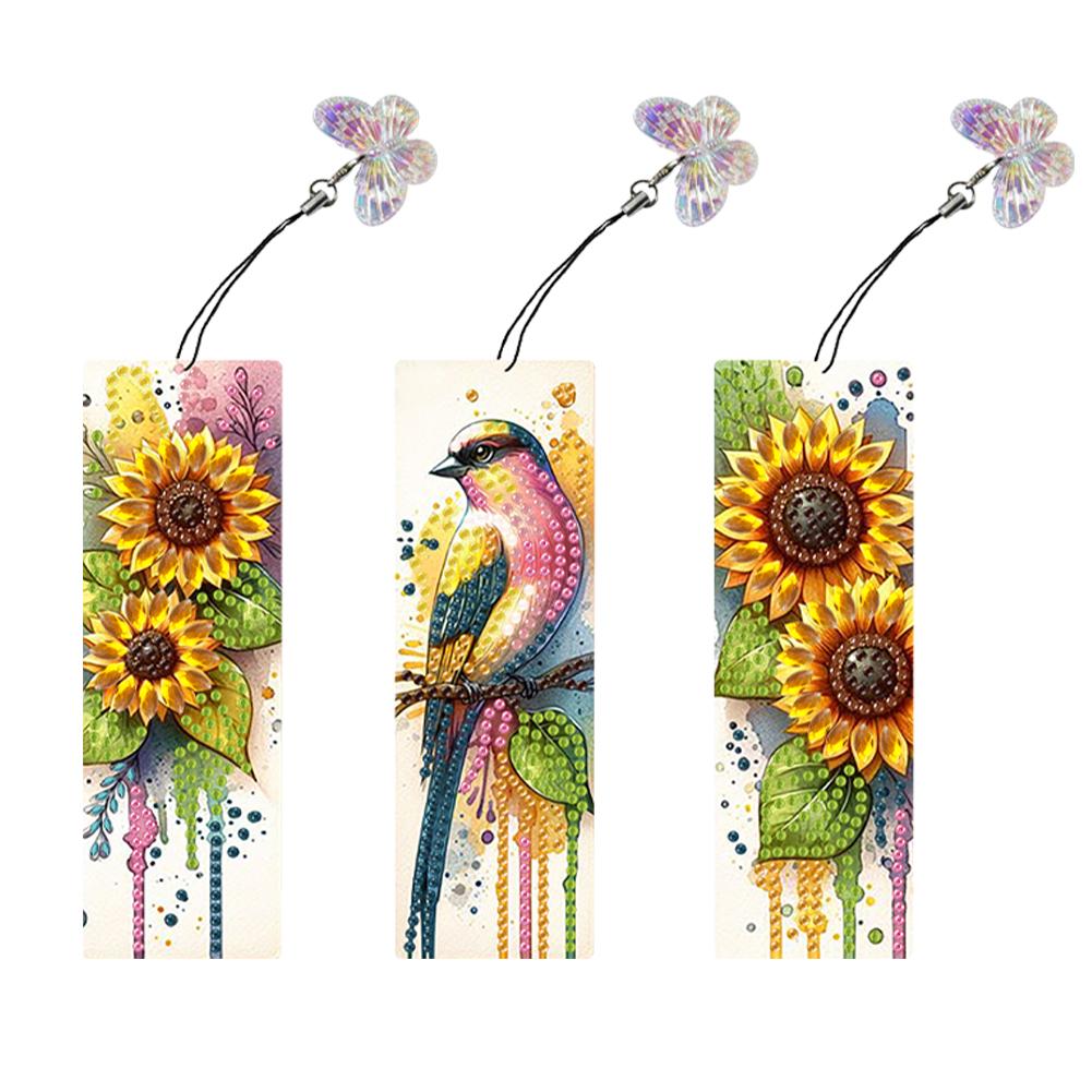 3Pcs Special Shape Flowers Castle Diamond Painting Bookmark Diamond Bookmark Art Projects Diamond Painting Bookmark Making Kit