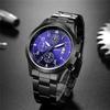 Geneva Watches Мужские Часы Люкс Мужские Часы Черная Нержавеющая Сталь Синий Циферблат Кварцевые Часы Мужские Спортивные Часы reloj hombre horloge heren