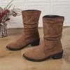 2024 Новые популярные универсальные женские ботинки плиссированные универсальные замшевые темпераментные модные ботинки с круглым носком Zapatos De Mujer