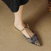 Retro Pointed Flat-bottomed Cool Slippers Women's Summer Low-heeled Outer Wear Lazy Embroidered Guochao Half Slippers