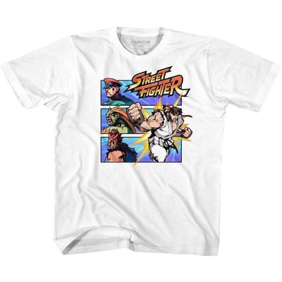 Street Fighter SF Бой с парнем Молодежная футболка с коротким рукавом Видеоигра Графическая футболка Белая