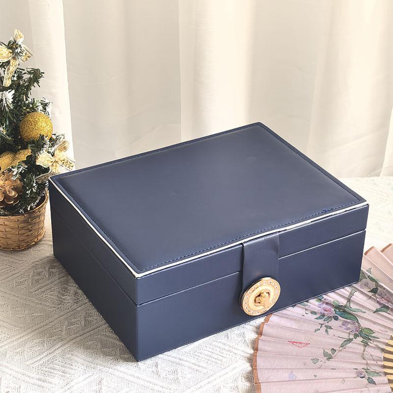 Jewelry Storage Box PU Leather Necklace Jewelry Packaging Premium Gift Lock Jewelry Box