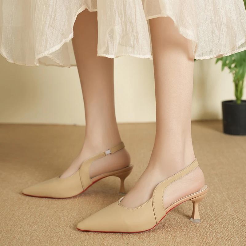 Мода 2025 Новые летние туфли-слипоны на высоком каблуке, женские, сексуальные слинги, офисная и деловая мода, бестселлер, сандалии с закрытым носком zapatos Mujer