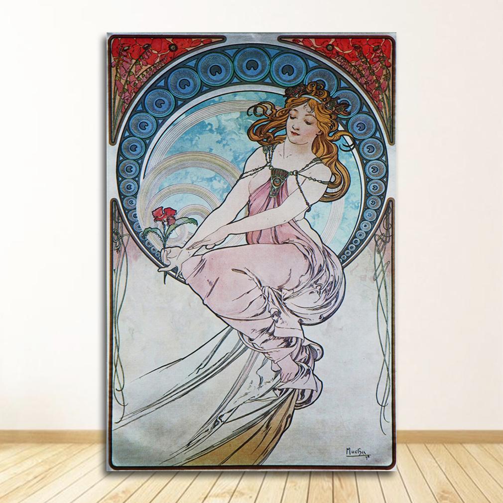 Винтажный декор комнаты тканевый настенный плакат с принтом шелковой ткани на заказ Альфонс Муха плакат холст плакат искусство украшение дома