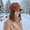Однотонная восьмиугольная кепка-берет из ПУ Универсальная Повседневная кожаная шляпа художника Женская