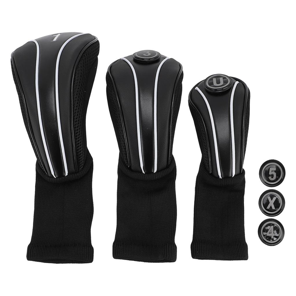 3 шт. Чехол для головки клюшки со сменными номерными табличками, длинная горловина, устойчивый к царапинам, дышащий ПУ чехол для головки клюшки