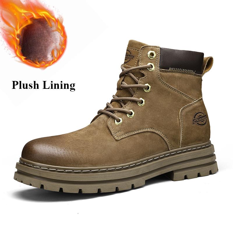 Мужские ботильоны с высоким берцем, короткие зимние ботинки, повседневная обувь из плюша для активного отдыха