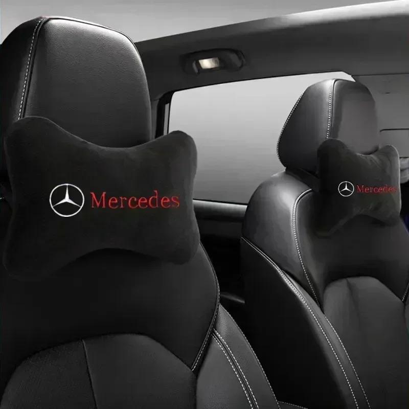 CSE1 Car Headrest Cover Auto Seat Cover Head Neck Rest Cushion Neck Pillow Seat Cover for Mercedes Benz New B/C/E GLC GLK CLA GLA