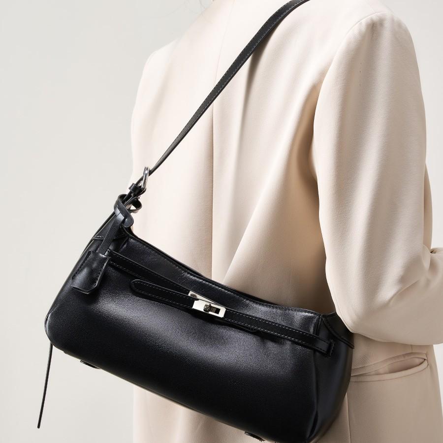 Сумка-багет из коровьей кожи, новая нишевая сумка на плечо, сумка-мессенджер, женская сумка