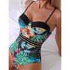 S - XL Leaves Printed Underwired with Bra Cup Women Swimwear One Piece Swimsuit Female Monokini Bather Bathing Suit Swim