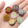 7pcs/Pack Round Shaped 7 Natural Stone Ornament Amethyst Quartz Energy Engraved Symbols Reiki Divination Healing 16-18mm