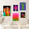 Красочные точки Обнаженная девушка Абстрактное искусство Плакат Печать Сексуальная женщина Танец Радуга Растение Холст Картина Фреска Гостиная Спальня Домашний декор