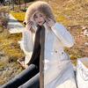Winter Fur Collar Hooded Down Padded Coat Women Long Parkas Fashion Wear Cotton Jacket Female Overcoat