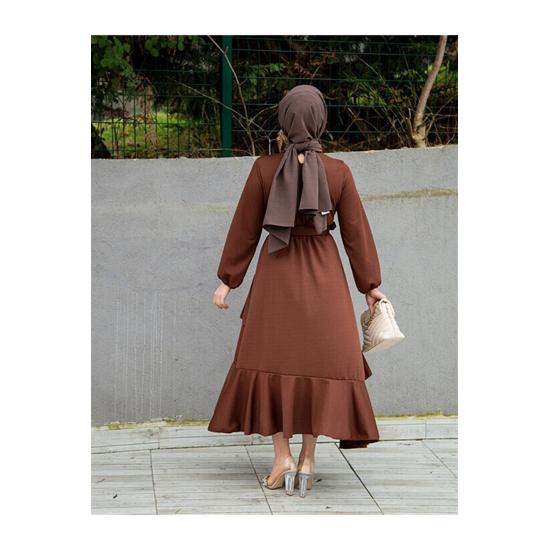 Платье-хиджаб с многослойным поясом и эластичными рукавами Volan