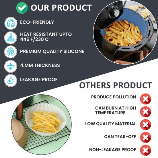 Yousheng Силиконовый вкладыш для аэрофритюрницы, форма для выпечки, антипригарная, многоразовая, форма для торта, тарелки для пиццы, круглая корзина для аэрофритюрницы для тортов, печенья, жареной курицы