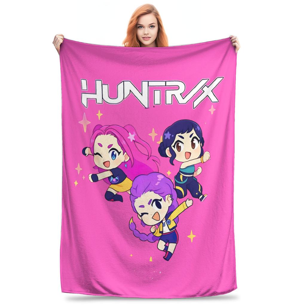Kpop Demon Hunters Zoey Huntrix Blankets Coral Fleece Plush Super Soft Throw Blanket for Bedding Couch Bedroom Quilt