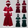 Womens Merry Christmas Velvet Long Sleeve  Festival Dress And Hooded Cape