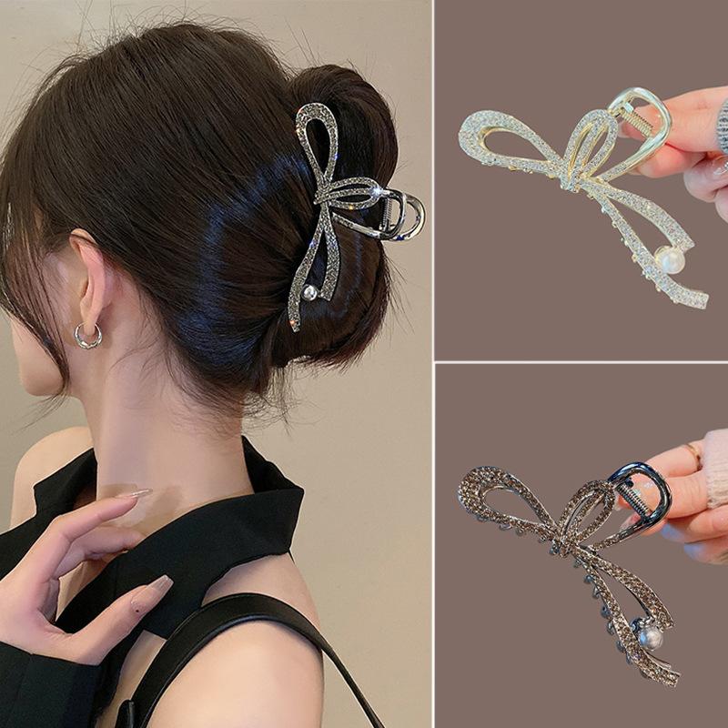 Роскошные черные заколки для волос с бантиком и бантиком, модные большие заколки для волос, заколки в виде краба, заколка для волос, корейский коготь для волос для женщин, аксессуары для волос