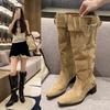 Long Boots Women's Summer New Big Tube Circumference High Boots Pointed Thick Heel Stacking Boots Western Cowboy Boots