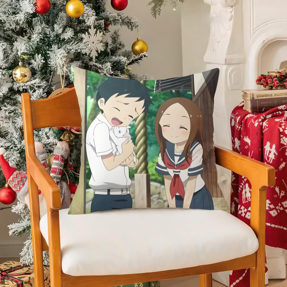 Мультяшная наволочка Takagi-San Nishikata-N, шелковистый короткий плюш, с потайной молнией, пылезащитная наволочка на подушку для дивана, для домашнего декора