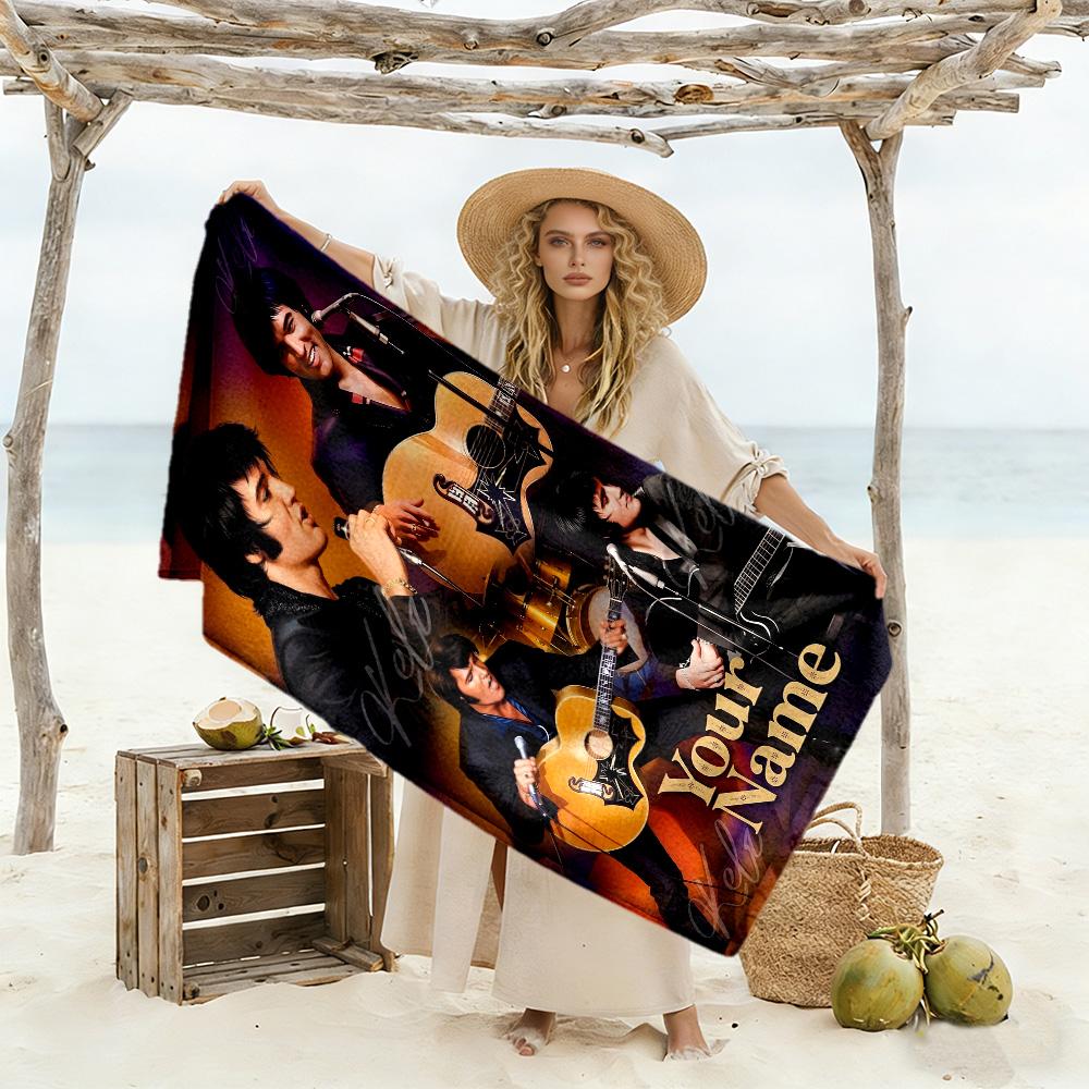 Elvis Presley Customize Your Name Beach Towel Super Soft Microfiber Quickdry Fabric Suitable for Sports Travel Swimming Yoga Bathroom Beach And Pool
