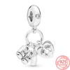 Real 925 Sterling Silver Baby Bottle and Shoe Dangle Charms Fit Original Fashion Bracelets Exquisite Gifts