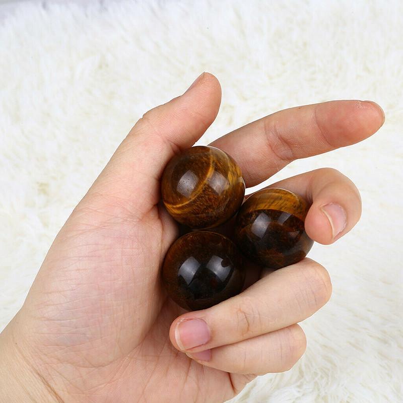 Premium Natural Tiger Eye Quartz Crystal Sphere 2040mm In Dark Yellow Color