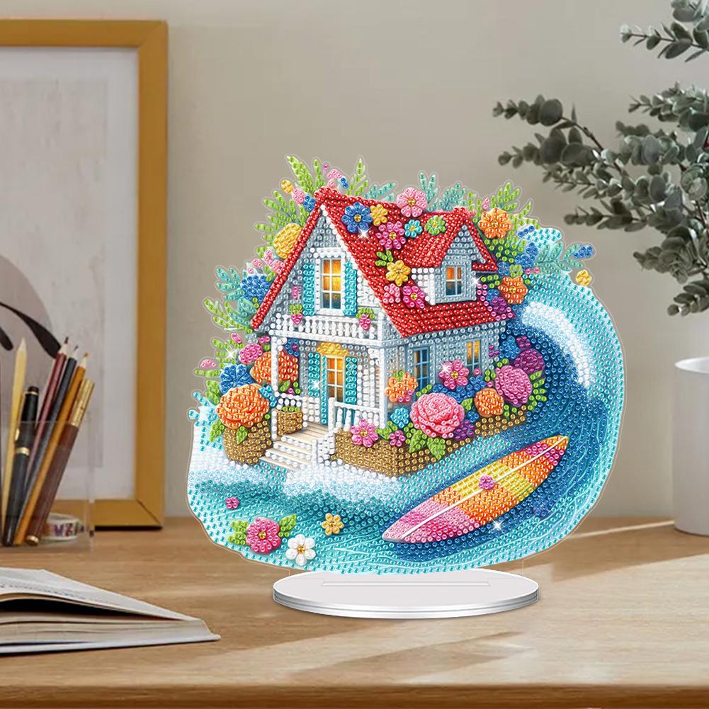 Acrylic 2D/Flat DIY 5D DIY Diamond Art Tabletop Decorations Diamond Painting Desktop Decorations for Home Office Desktop Decor