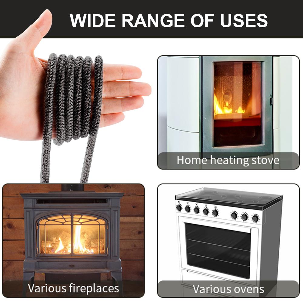 6/8/10/12мм 2м Уплотнительный шнур для камина Уплотнительный шнур Дверца дровяной печи Стекловолокно Высокотемпературный уплотнительный шнур Замена