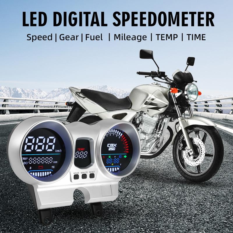 Digital Motorcycle Speedometer Dashboard Tachometer Voltage Mileage TIME Fuel Level Indicator For Honda CBX250 CBF250 Twister