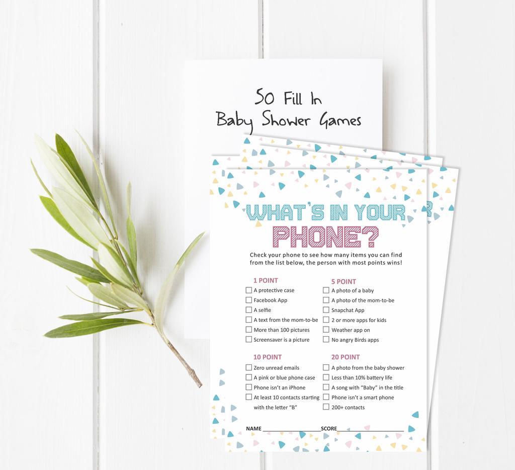 Inkdotpot Gender Reveal Baby Shower Game Set Of 50 BabyA AlphabetA ABCA Game Ita s A Boy Ita s A Girl Party