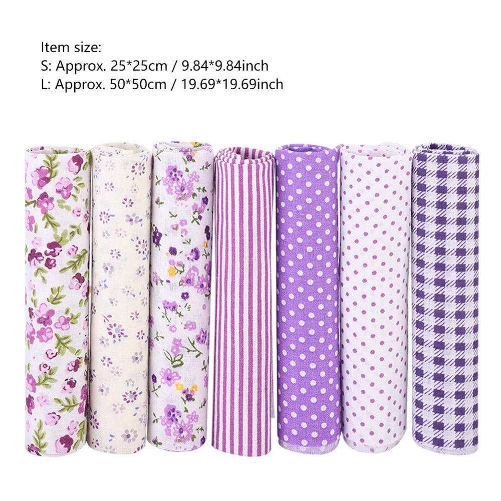 7Pcs 7 assorted styles Floral Cotton Fabric Purple floral pattern Fabric Bundle Quilt making