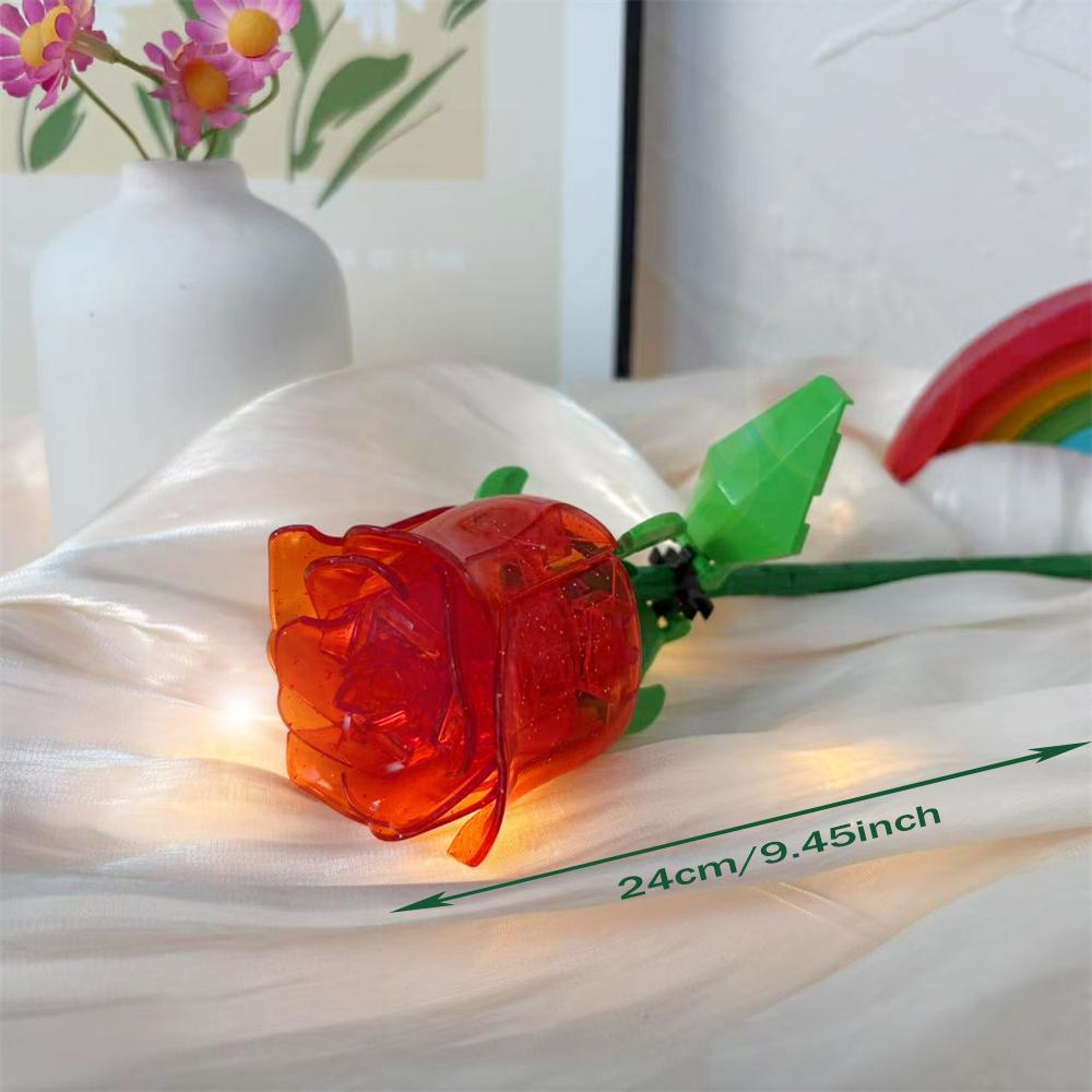 Стиль Роза Цветок Строительные блоки - Улучшающий настроение опыт сборки, Украшение для дома и стола, Идеальный подарок на День святого Валентина