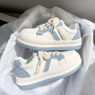 Маленькие белые туфли, детская осенняя новинка, модные универсальные туфли для студентов на толстой подошве для повседневной носки