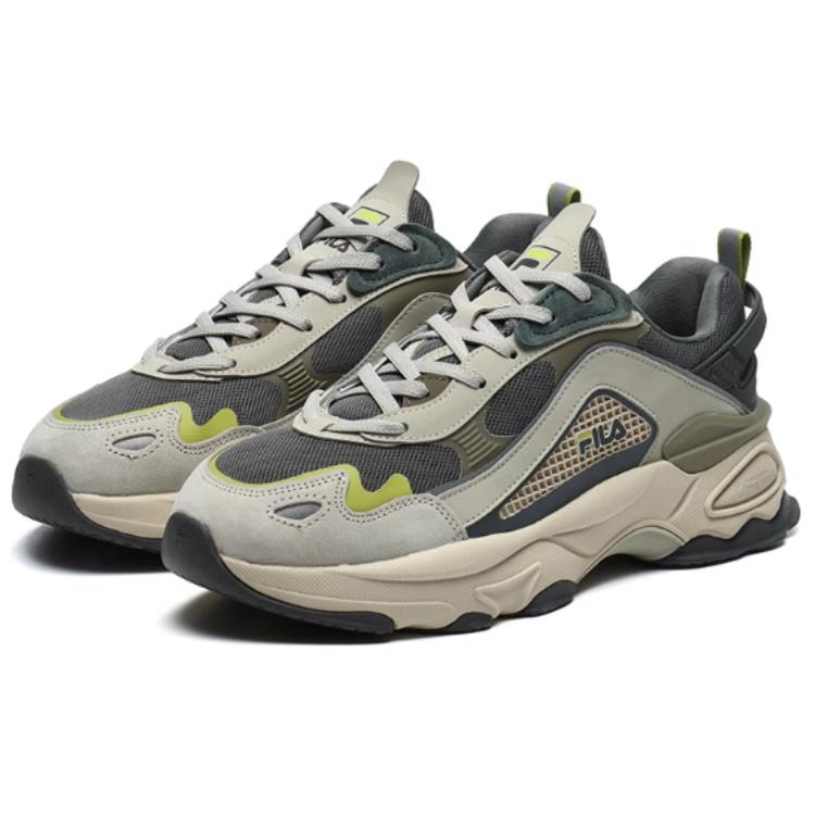 Fila Ткань Синтетическая кожа ТПУ Спортивные Амортизирующие Дышащие Легкие Низкие Кроссовки для папы Мужские кроссовки Бобровый серый F12M216101FCP