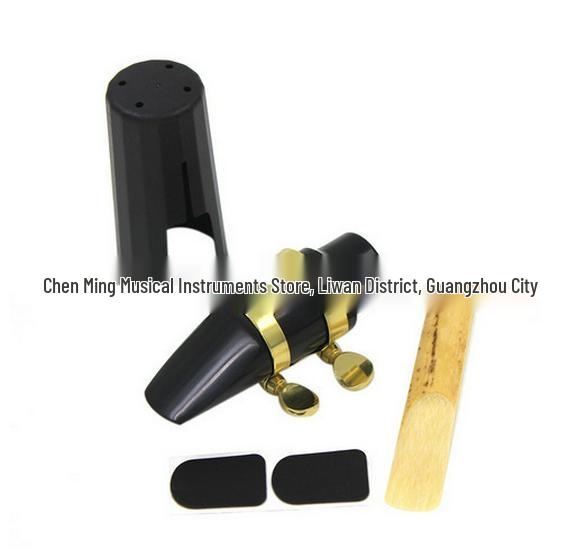 Black Plastic Alto/Tenor Saxophone Mouthpiece with Reed - Wind Instrument Accessory