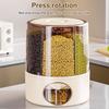 Герметичный дозатор сухого зерна, большая емкость, 6 отсеков, прозрачный вращающийся на 360 градусов дозатор риса, зерновое ведро