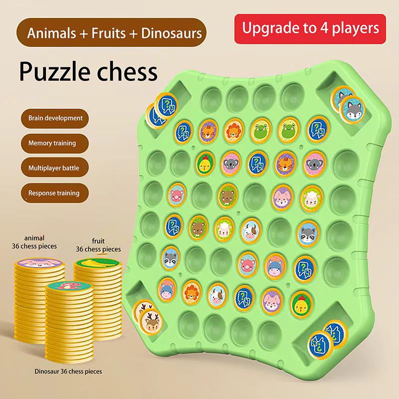Animal Flip Chess Memory Game Board Set - Fun Social Table Game for Children & Adults Interactive Parent-Child Family Party Toy