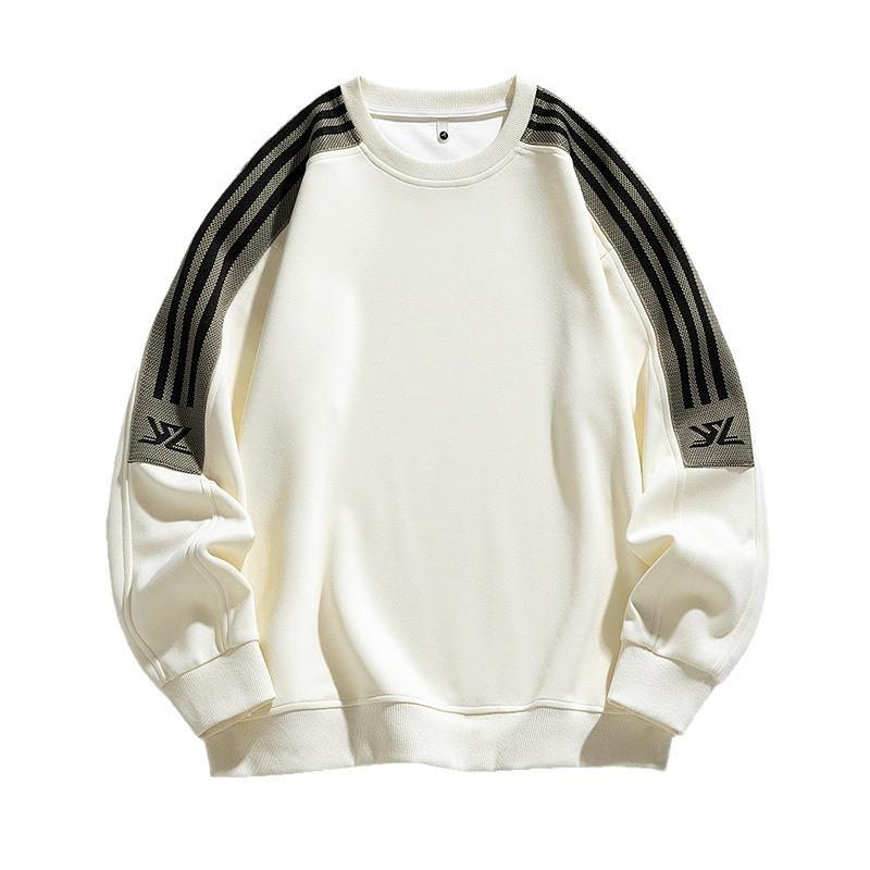 Весна и осень, большой мужской свободный круглый вырез, вышитая толстовка, модный мужской большой размер, цветная толстовка с блоками