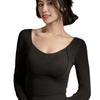 Graphene Long-Sleeve Warm Bottoming Shirt with Chest Pad - Seamless Fixed Cup Inner Top for Women (Autumn/Winter)