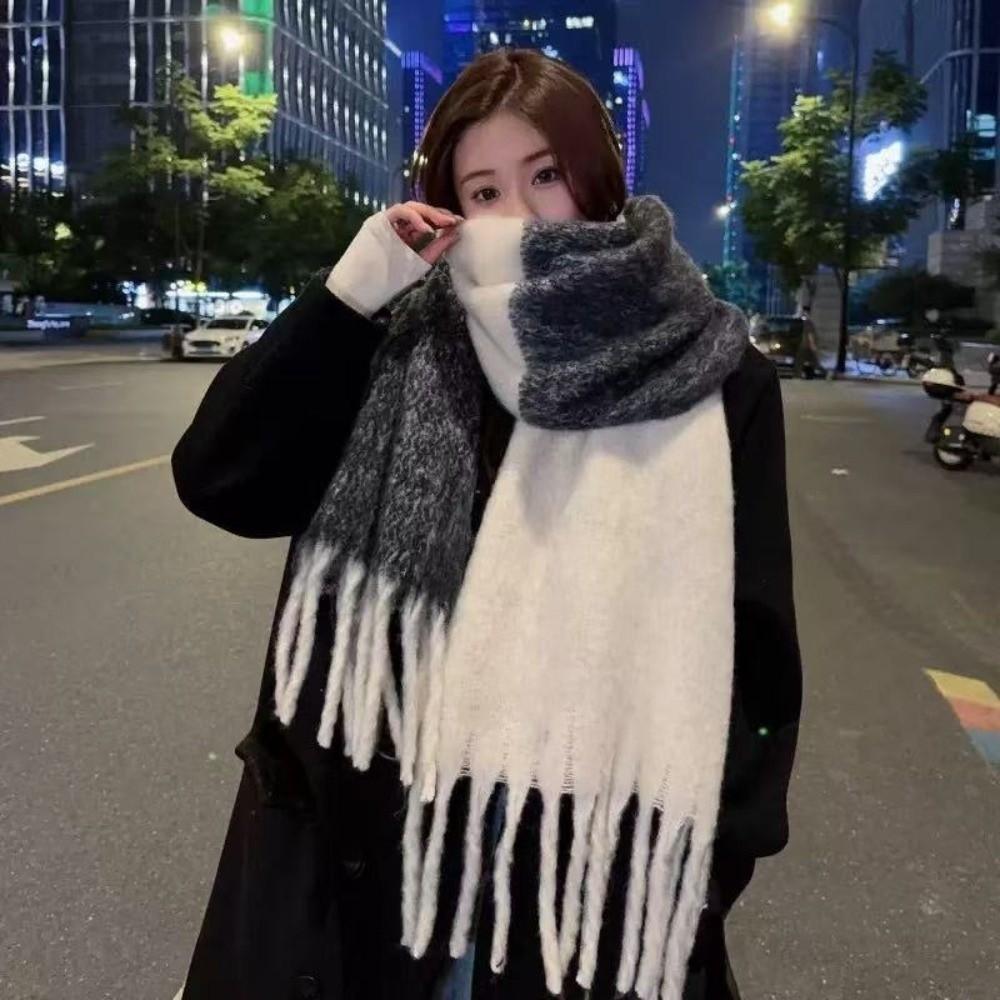 New Warm Scarf Soft Mohair Long Tassel Scarves Windproof Coldproof Scarves Bib Gift