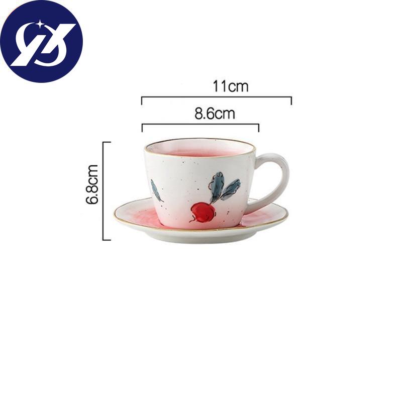 Керамическая чашка для кофе и блюдце, 175 мл, чашка для послеобеденного чая, фарфоровая чашка для молока, ручная роспись, лимон